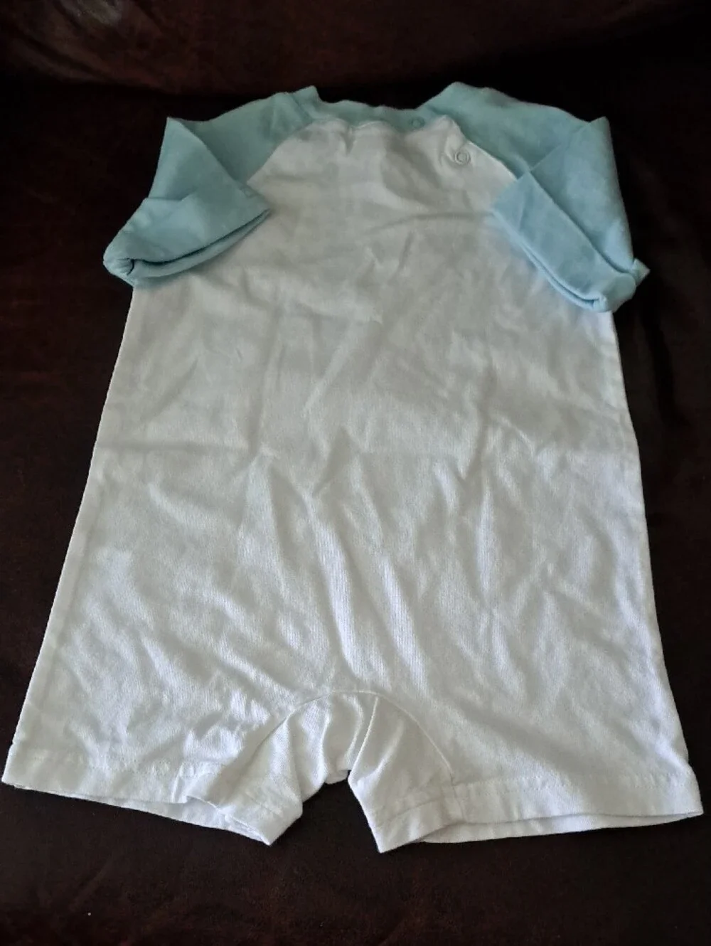The Children's Place 6-9 mos. Soft Cotton Baby One-Piece in White and Light Blue